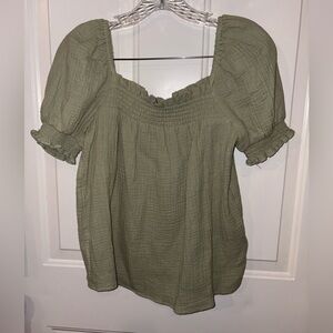 J. Crew Sage Green Puff Sleeve Blouse